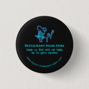 Ice blue fine dining restaurant logo 3 cm round badge