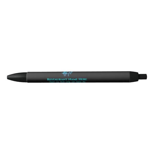 Ice blue fine dining restaurant logo black ink pen (Front)