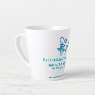 Ice blue fine dining restaurant logo latte mug