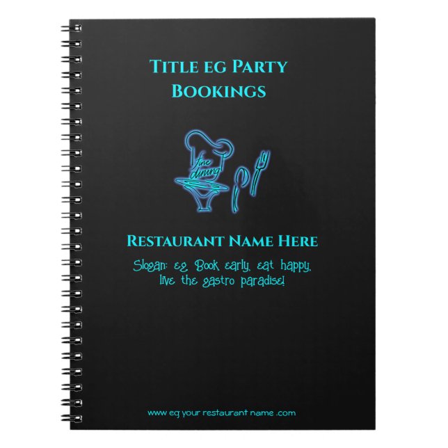 Ice blue fine dining restaurant logo notebook (Front)