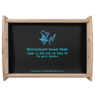 Ice blue fine dining restaurant logo serving tray