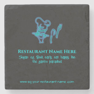 Ice blue fine dining restaurant logo stone coaster