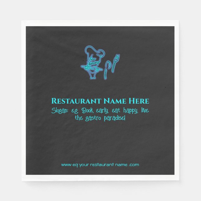 Ice blue fine dining restaurant napkin (Front)