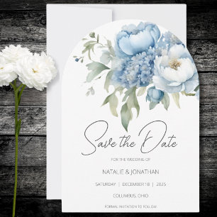 Ice Blue Floral Save the Date Invitation