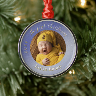 Ice Blue Glitter Baby’s First Christmas Ornament