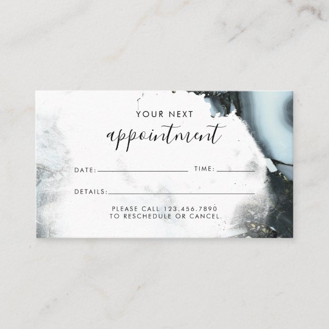 Ice Blue Grey Black Marble Background Appointment Card (Front)