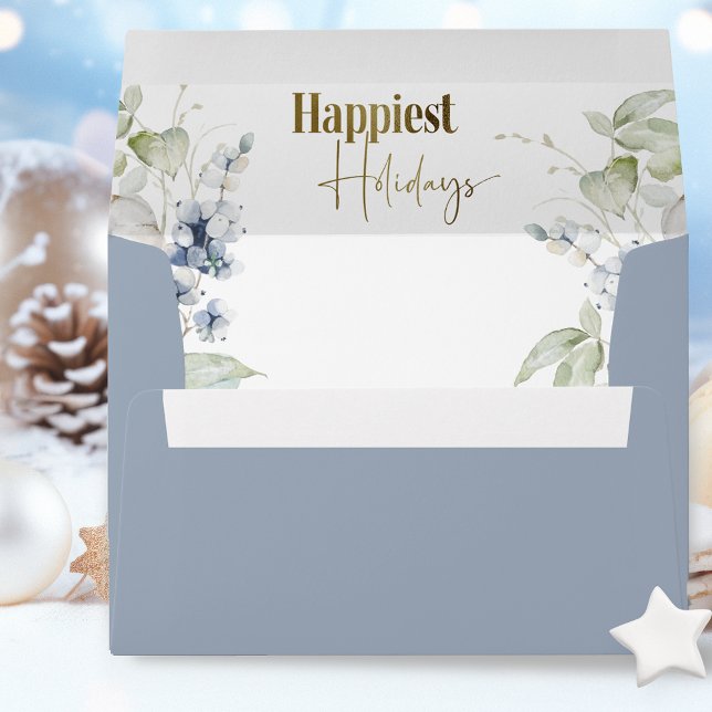 Ice Blue, Happiest Holidays, Elegant Holiday Envelope (Creator Uploaded)