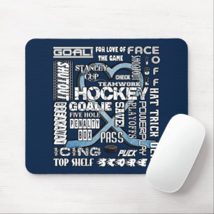 Ice Blue Heart Hockey Words White Logo 2 Mouse Mat