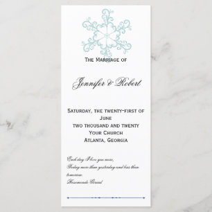 Ice Blue Heart Snowflake Wedding Program Programme