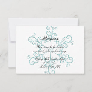Ice Blue Heart Snowflake Wedding Reception Invitation