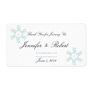 Ice Blue Heart Snowflake Wedding Water Label