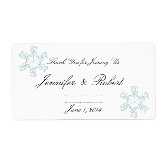 Ice Blue Heart Snowflake Wedding Water Label Shipping Label