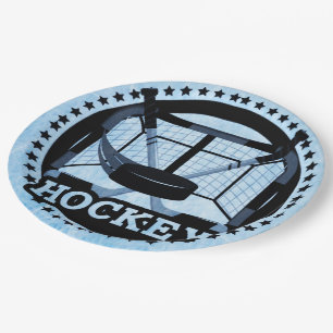 Ice Blue Hockey  Paper Plate