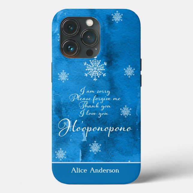 Ice Blue Ho'oponopono and snowflake personalised Case-Mate iPhone Case (Back)