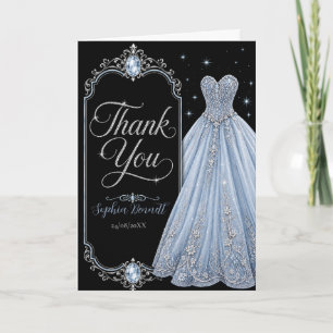 Ice Blue Jewel Sweet 16 Thank You Card