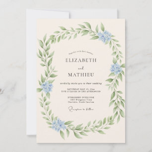 Ice Blue Leafy Wedding Invitation