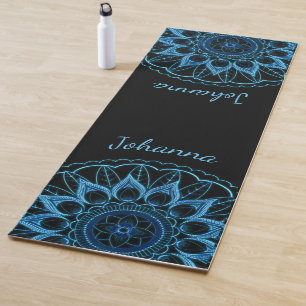 Ice Blue Mandala Flower Yoga Mat