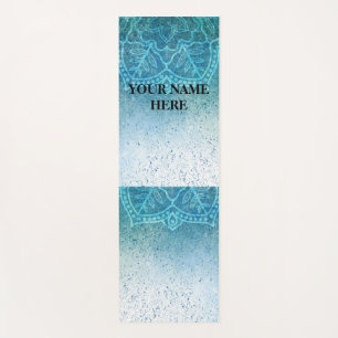 Ice Blue Natural Mandala Floral Yoga Mat