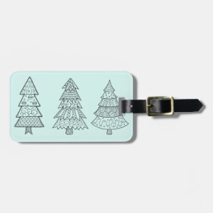 Ice blue pastel elegant stylish Christmas trees Luggage Tag