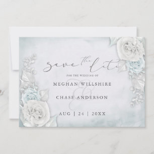 Ice Blue Shimmery Roses Save the Date