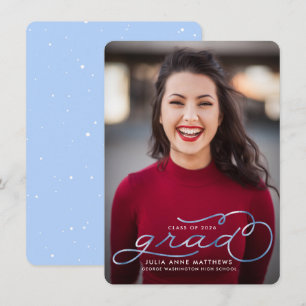 Ice Blue Shine Photo Graduation Announcement