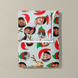 Ice Blue Silly Christmas Crew Six Photos Fleece Blanket