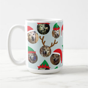 Ice Blue Silly Christmas Hat Dog Photo Collage Coffee Mug