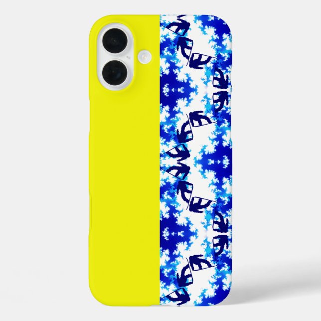 Ice Blue Snowboarder Sky Yellow Snowboarding Sport Case-Mate iPhone Case (Back)