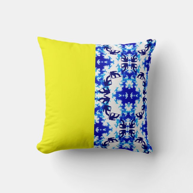 Ice Blue Snowboarder Sky Yellow Snowboarding Sport Cushion (Front)