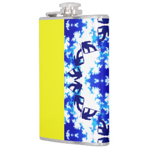 Ice Blue Snowboarder Sky Yellow Snowboarding Sport Hip Flask