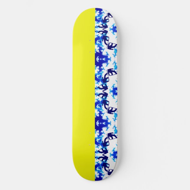 Ice Blue Snowboarder Sky Yellow Snowboarding Sport Skateboard (Front)