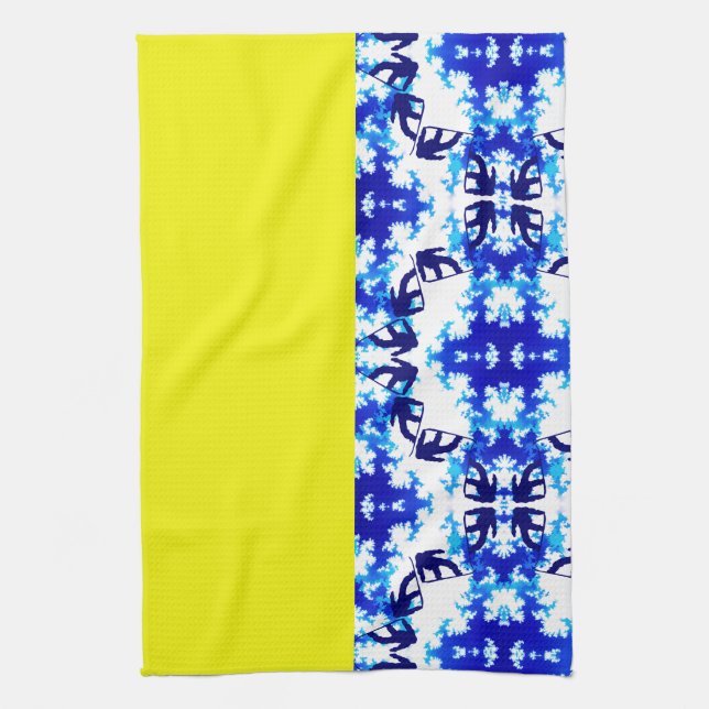 Ice Blue Snowboarder Sky Yellow Snowboarding Sport Tea Towel (Vertical)