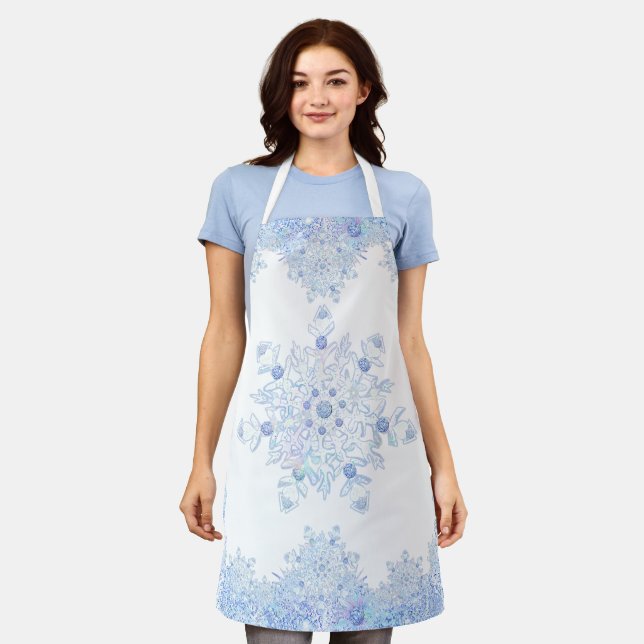 Ice Blue Snowflake Apron (Worn)