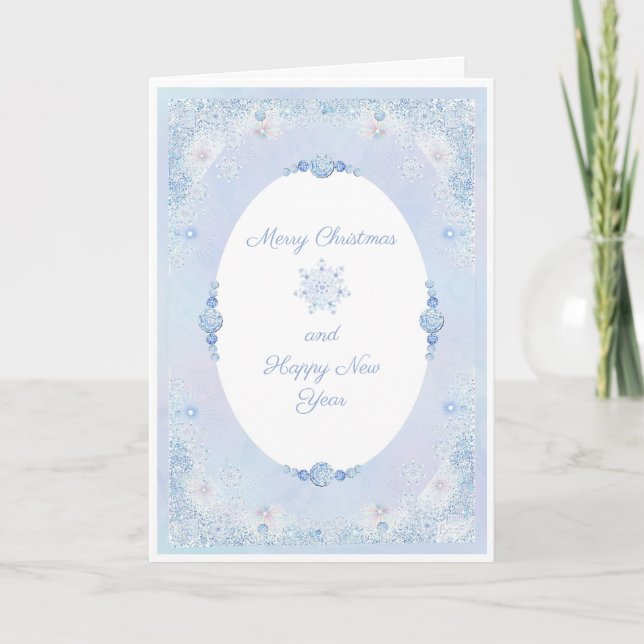 Ice Blue Snowflake Card (Front)