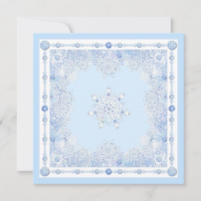 Ice Blue Snowflake Card (Front)
