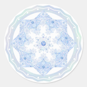 Ice blue snowflake classic round sticker