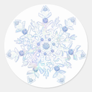 Ice blue snowflake classic round sticker