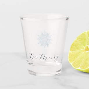 Ice Blue Snowflake Elegant Be Merry Shot Glass