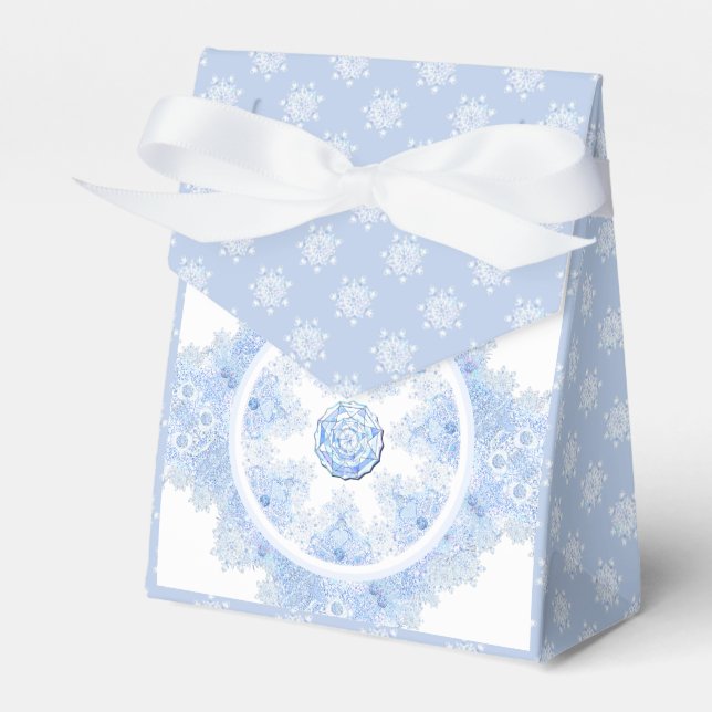 Ice blue snowflake favour box (Front Side)