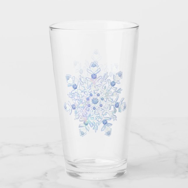 Ice blue snowflake glass (Front)