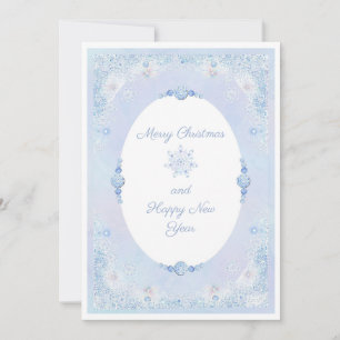 Ice blue snowflake holiday card