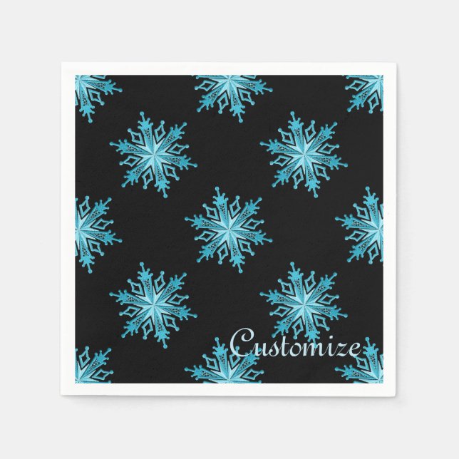 Ice Blue Snowflake Holiday Napkins (Front)
