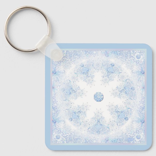 Ice Blue Snowflake Key Ring (Front)