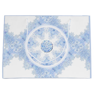 Ice blue snowflake large gift bag
