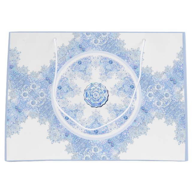 Ice blue snowflake large gift bag (Front)