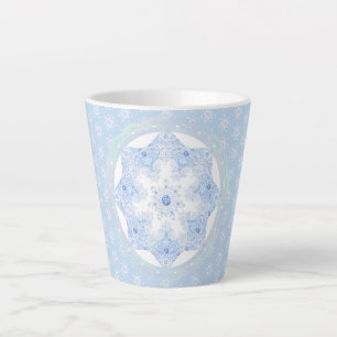 Ice Blue Snowflake Latte Mug