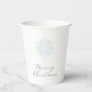 Ice Blue Snowflake Merry Christmas Party Paper Cups