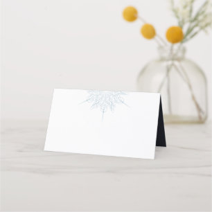 Ice Blue Snowflake Navy Winter Wedding Place Card