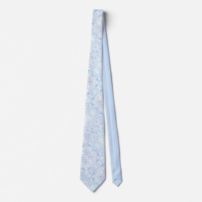Ice blue snowflake neck tie (Front)