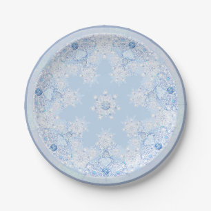 Ice blue snowflake paper plate